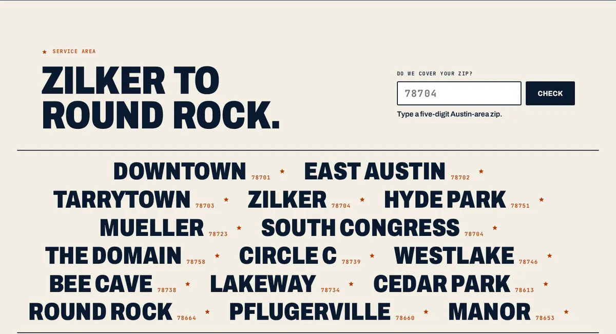 Lone Star Comfort Co. sample site: Every town you cover