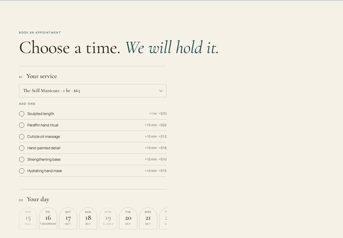 Still Water sample site: Booking that feels like you
