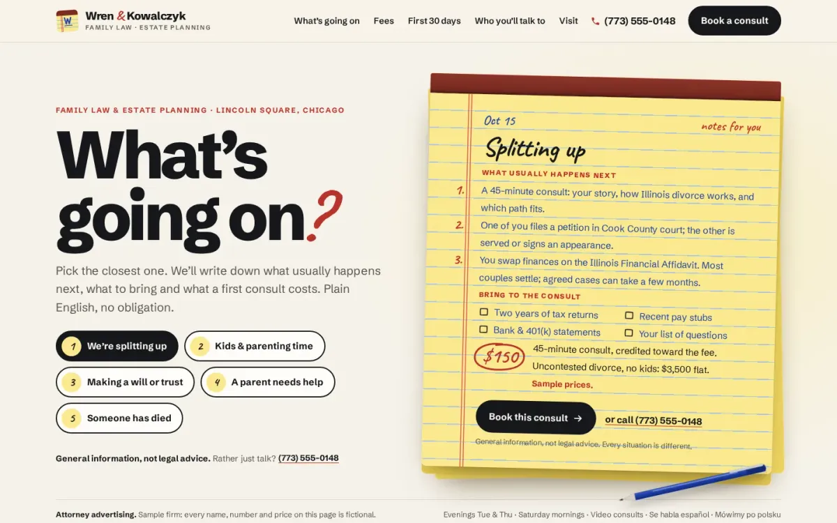 Wren & Kowalczyk sample site: What’s going on?